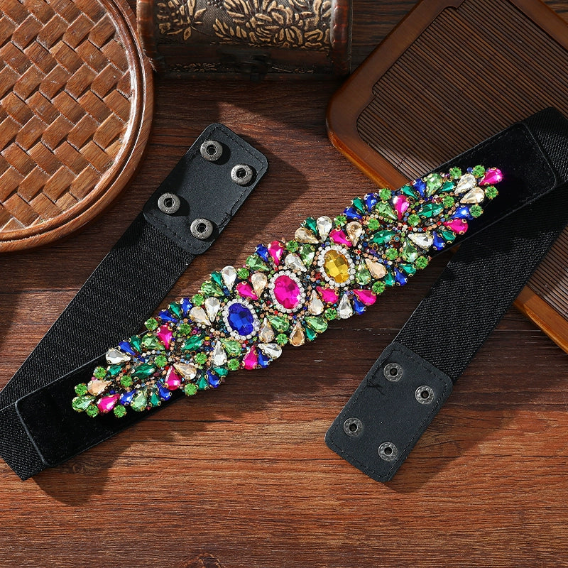 Xinjiang Latin ballroom dance sasehs waistband  diamond elastic waist belt for women girls Uygur dance accessories dancing waist chain - Moderndancedress.com