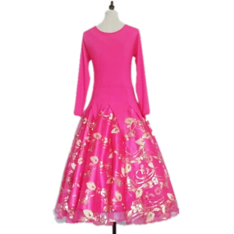 Women's Ballroom Dance Dresses Modern Dance Dress Competition Skirt Waltz Sequined Skirt - Moderndancedress.com