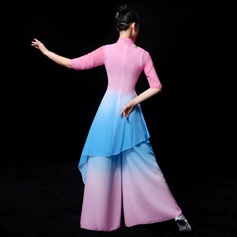 Chinese Folk Dance Costume Classical Dance Costume Chinese Wind Fairy Modern Yangko Dance Costume Fan Umbrella Dance Adult - Moderndancedress.com