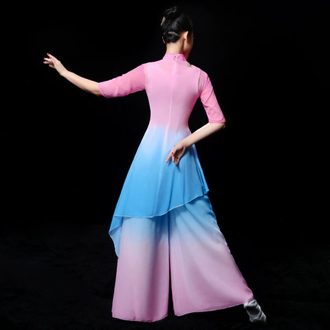 Chinese Folk Dance Costume Classical Dance Costume Chinese Wind Fairy Modern Yangko Dance Costume Fan Umbrella Dance Adult - Moderndancedress.com