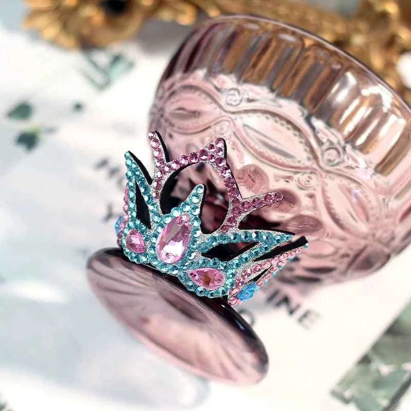 Rhythmic Arts Gymnastics Head Piece for Kids Blue Shiny Figure Skating Dance Rhinestone Crown Hair Band Latin Ballroom Hair Accessories