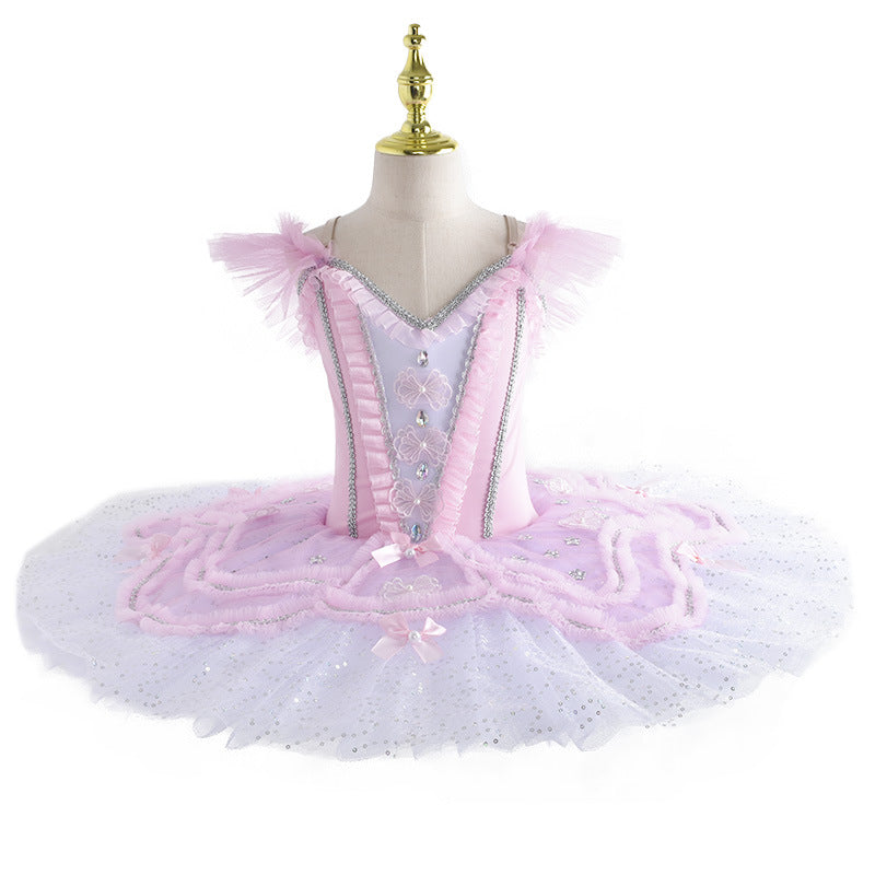 Professional Kids Blue Bird Tutu Ballerina Performance Dresses for Girls Classical Ballet Stage Costumes Pancake flat tutu - Moderndancedress.com