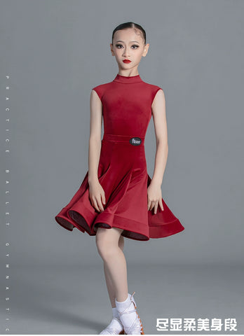 Girls light blue pink green Latin Dance Competition dresses ballroom salsa rumba cha cha Regulations Costume for kids - Moderndancedress.com
