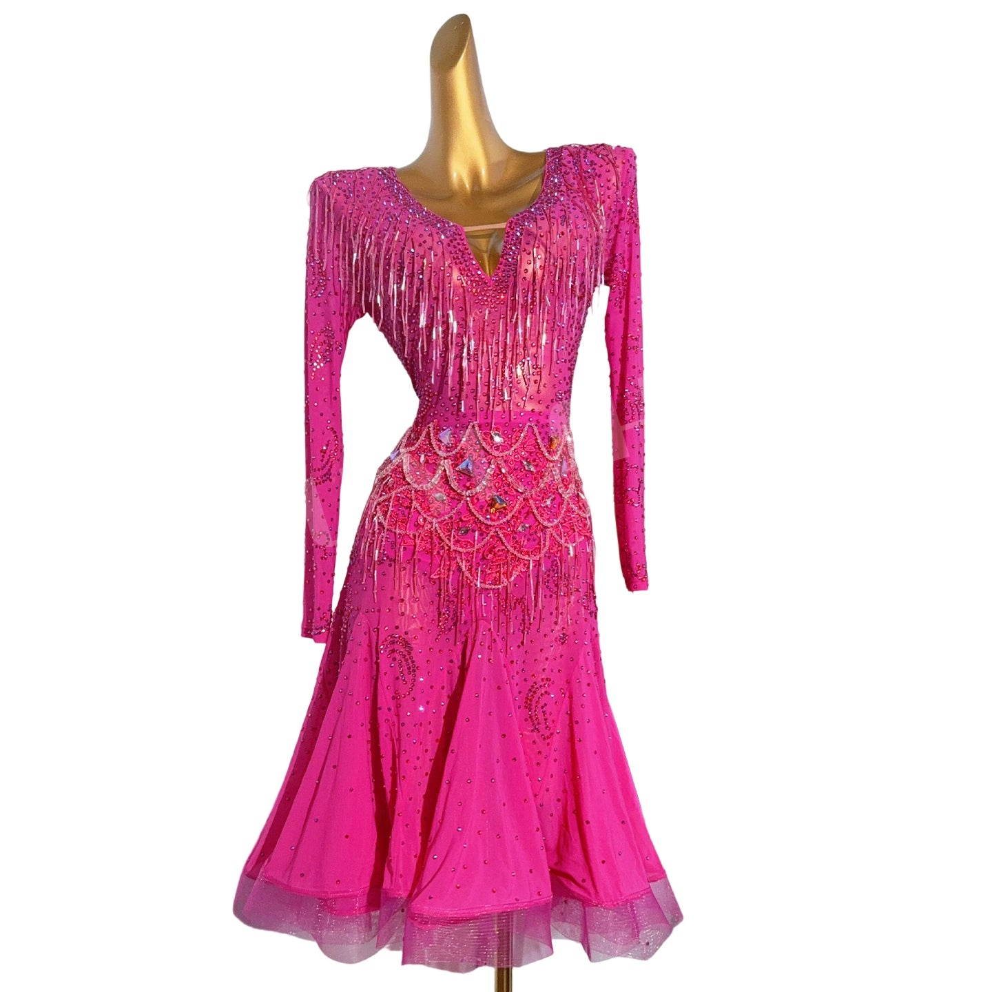 Custom Size Pink Competition Latin Dance Dresses for Women Girls Salsa Rumba Chacha Latin Costumes
