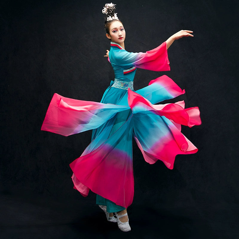 Chinese Folk Dance Costumes Classical Dance Costume Female Chinese Wind Fairy Modern Fan Umbrella Dance Adult - Moderndancedress.com