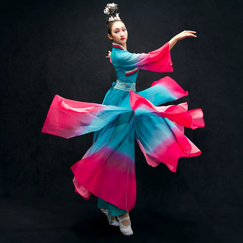 Chinese Folk Dance Costumes Classical Dance Costume Female Chinese Wind Fairy Modern Fan Umbrella Dance Adult