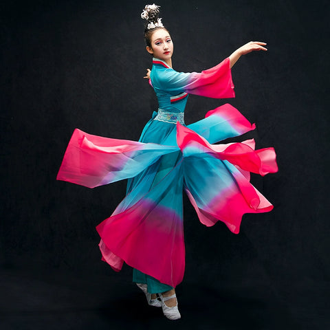 Chinese Folk Dance Costumes Classical Dance Costume Female Chinese Wind Fairy Modern Fan Umbrella Dance Adult - Moderndancedress.com