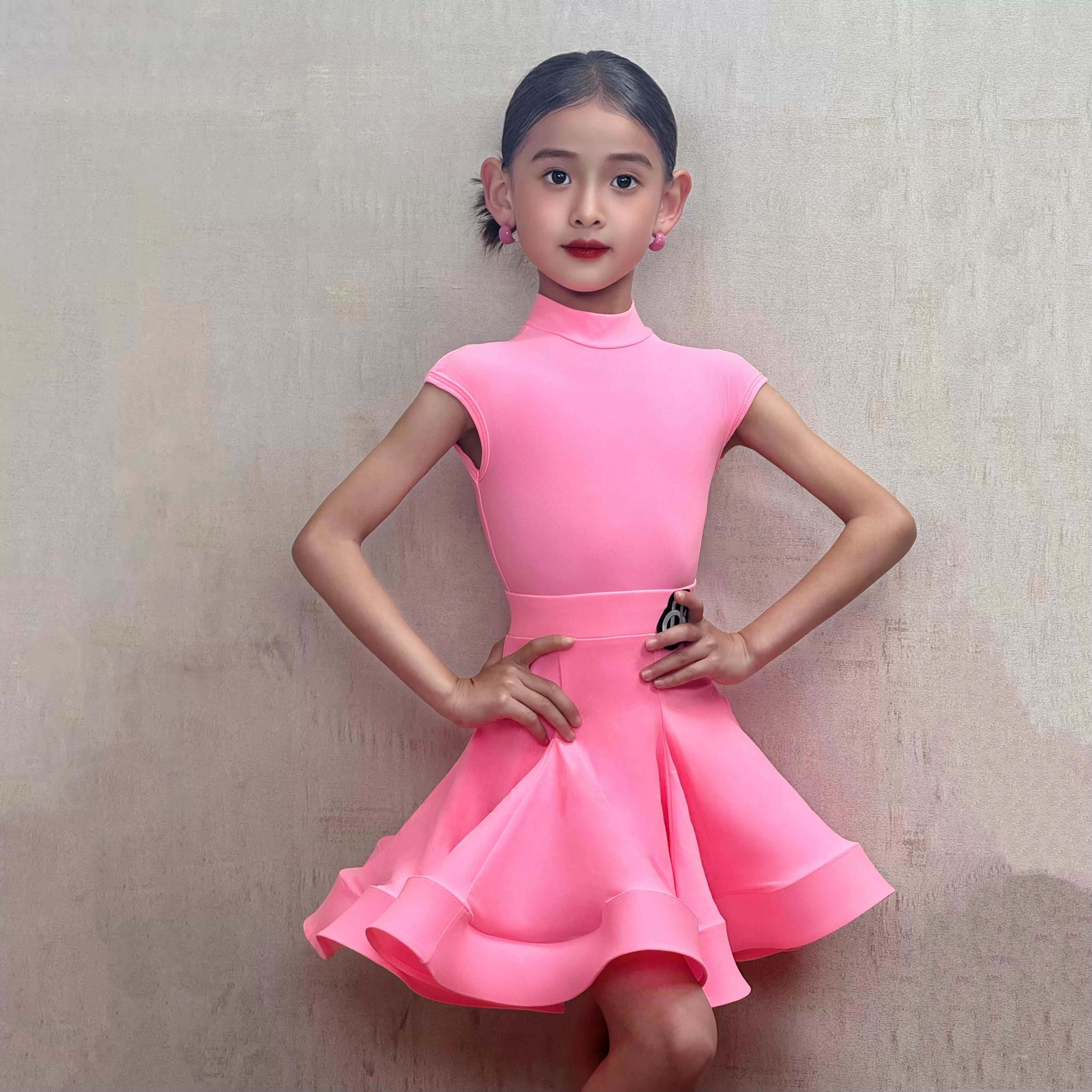 Girls Latin Dance Dresses for Kids Children Ballroom Salsa Rumba Chacha Regulations Performance Costumes - Moderndancedress.com