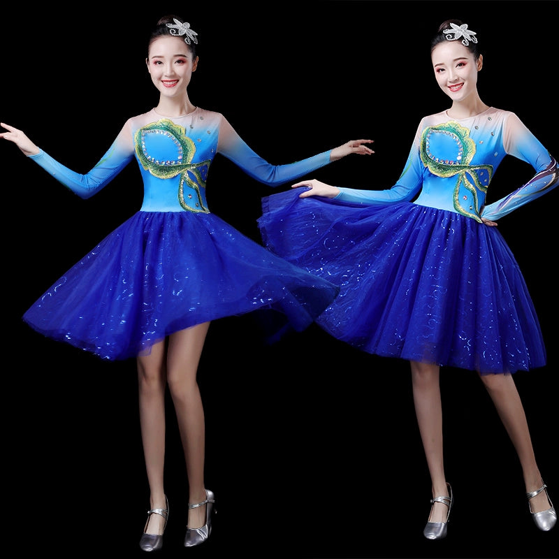 Chinese Folk Dance Costume Modern Dance Costume Young Women Adult Dance Costume Square Dance Costume Lineup Competition Costume