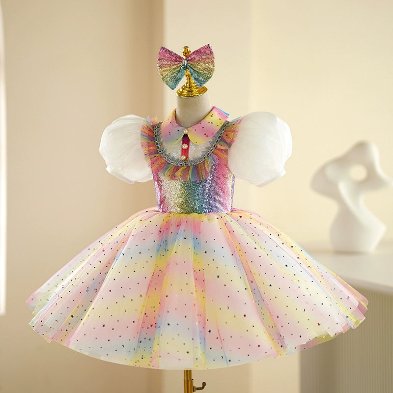 Children's Jazz dance costumes glitter rinbow tutu ballet dress model show party singers pianist choir costumes church recitation performance skirts - Moderndancedress.com