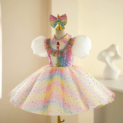 Children's Jazz dance costumes glitter rinbow tutu ballet dress model show party singers pianist choir costumes church recitation performance skirts - Moderndancedress.com
