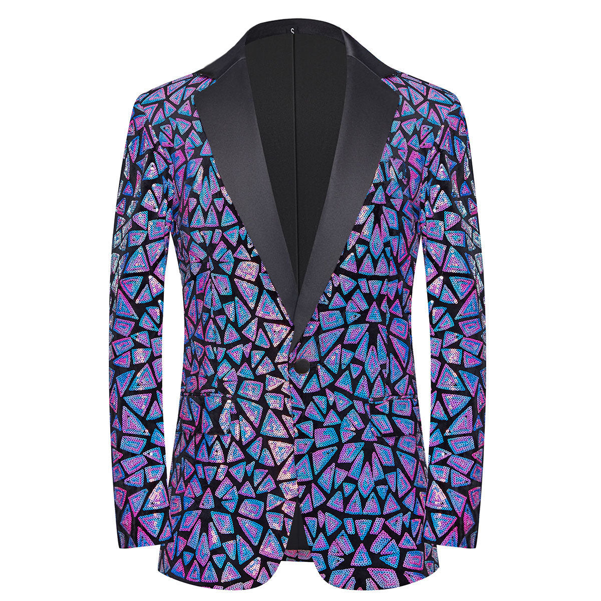 Men's Triangular Sequins Jazz Dance Blazers White Green Red Blue Gold Shiny Singers Host  Chor Party Dress Up Coats Band Performance Jackets for Man - Moderndancedress.com