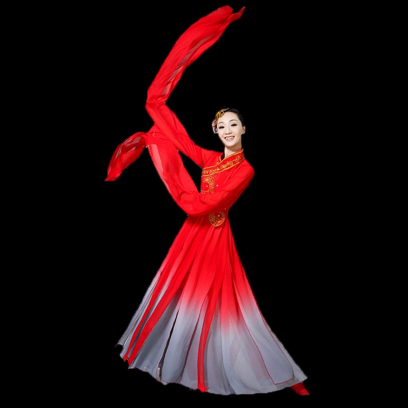 Hanfu Chinese Folk Water Sleeve Dance Costume Classical Dance Costume Chinese Wind Drop Sleeve Shui Yue Luo Shen Jinghong Dance Costume - Moderndancedress.com