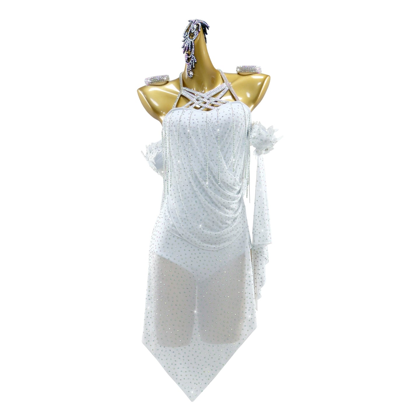 Custom Size White Latin Dance Dressfor Women Girls Solo Salsa Rumba ChachaCompetition Performance Costumes