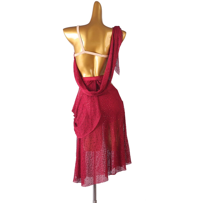 Wine Competition Diamond Latin Dance Dress for Women Girls White Purple Bling Tulle Salsa Rumba Cha Samba Dance Clothes