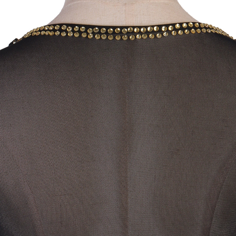 Flash Gold Diamond Fringe Competition Latin Dance Dresses Black Long Sleeves