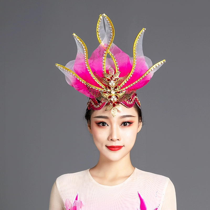 Opening Flamenco Dance Headdress for Women Girls Flowers Dress Headpiece Choir Dance Headgear Pageant Catwalk Stage Performance Props - Moderndancedress.com