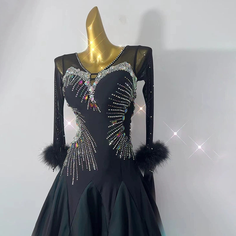 Custom Size Green Gradient Competition Ballroom Dance Dresses for Women Girls Tango Waltz Performance Long Gown - Moderndancedress.com