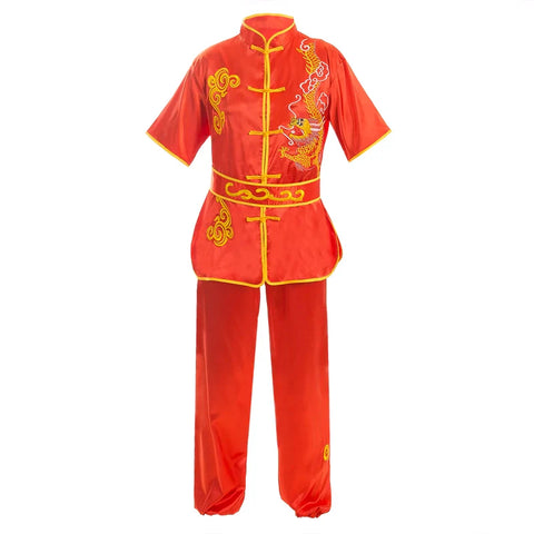 Martial arts taichi clothing embroidery dragon men's long sleeve short sleeve training clothes wushu men's professional competition performance Clothes - Moderndancedress.com