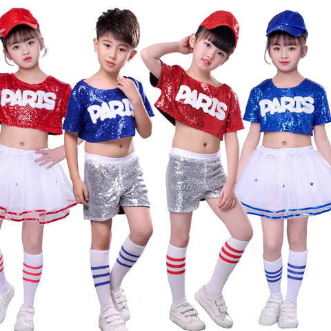 Girls Jazz Dance Costumes Performing Dresses Jazz Kindergarten Sequins Dance Dresses Modern Dance Performing Dresses Pengpeng Skirt - Moderndancedress.com