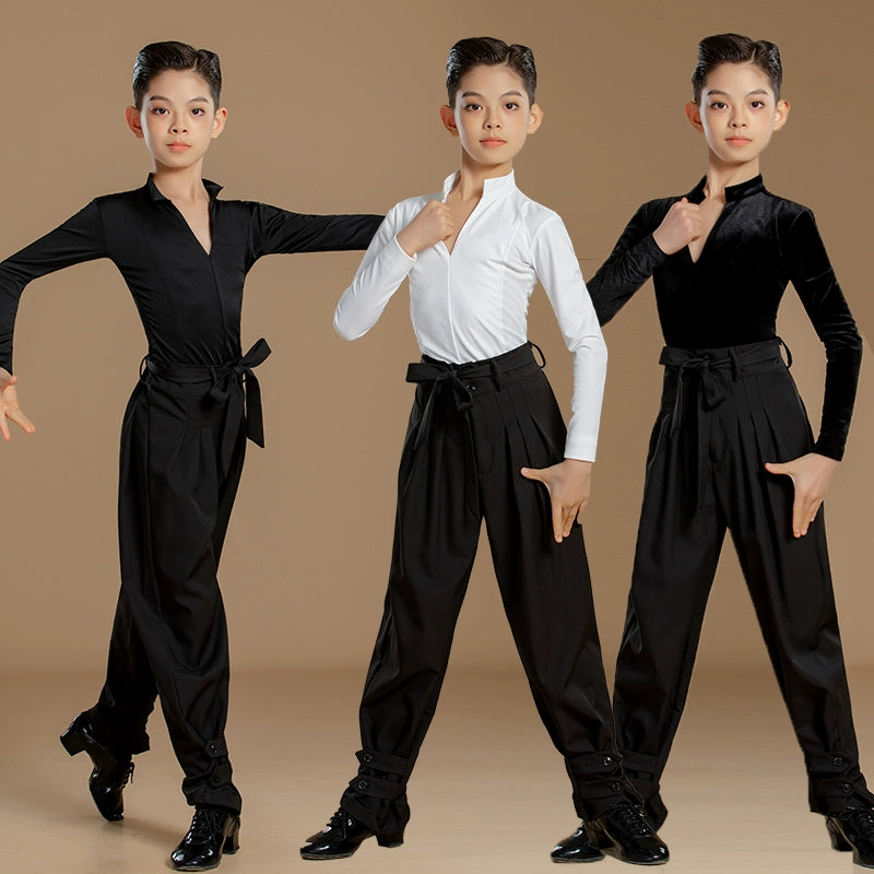 Boys Latin Dance Shirts and Pants Kids White Tops Waltz Tango Chacha  Dance Competition Costumes