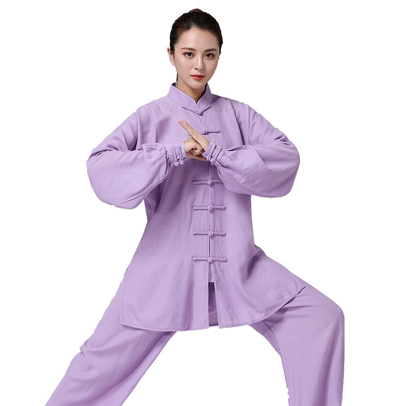 Cotton Linen Tai Chi Clothing for Women Men Chinese Kung Fu Uniforms Morning Exercises Fitness Tai Jiquan Training Clothes - Moderndancedress.com