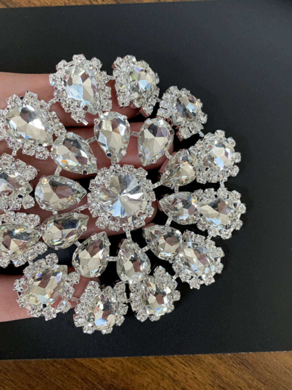 Round red blue bling gemstones DIY headdress dance clothes shoes jewelry flower-shaped hand-sewn corsages headgear dinner bags 8cm - Moderndancedress.com