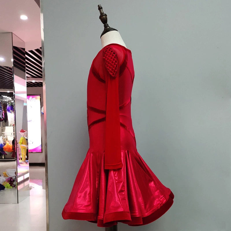 Girls Latin Dance Dresses Latin Skirt Girls Competition Dresses Big Dress Dance Dresses Performing Gonggong Professional Art Examination Performing Dresses - Moderndancedress.com
