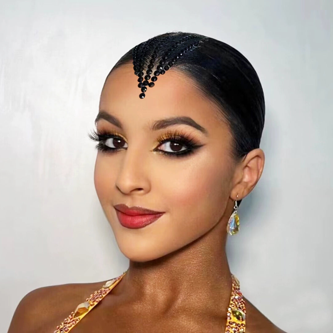 Latin dance headdress for women girls kids DIY diamond back with sticker for ballroom tango latin dance headpiece self-adhesive stones - Moderndancedress.com