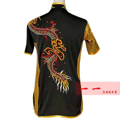 Martial Arts Clothes Kungfu clothes Short-sleeved Wushu Clothing for Men and Women Embroidered Dragon Wushu Show Clothing for Children and Long Boxing Competition Clothing for Adults