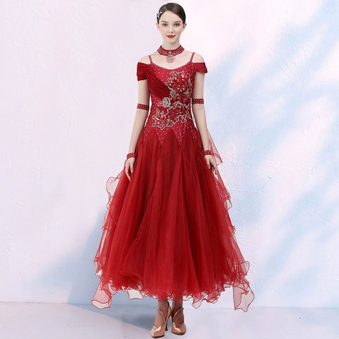 Purple Blue Modern ballroom dance dress for women girls waltz ballroom tango foxtrot dance competition performance gown - Moderndancedress.com