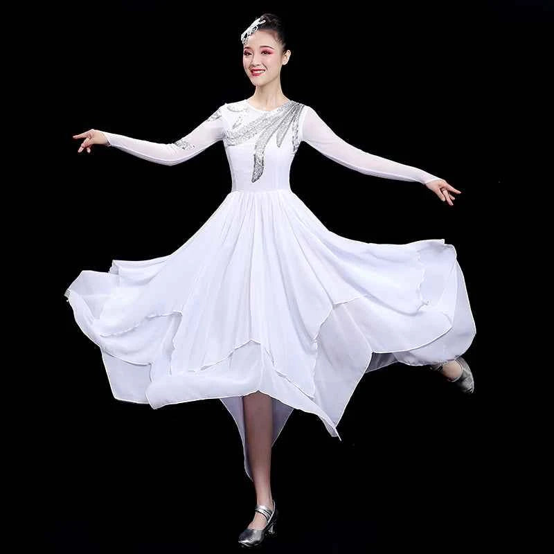 Modern Ballet Dance Dresses for Women Girls Opening White Contemporary –