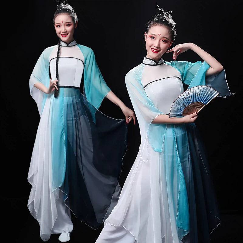 Chinese Folk Dance Costume Classical Dance Costume Performing Dress Chinese Fairy Narcissus Dance Modern Fan Dance Ancient Style Adults - Moderndancedress.com