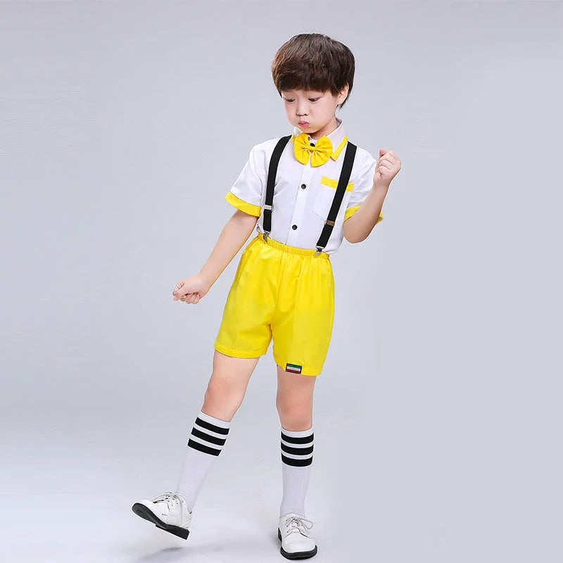 Children's yellow sequin tutu skirt jazz dance dresses boys girls school choir stage performance outfits kindergarten phtos shooting clothes - Moderndancedress.com