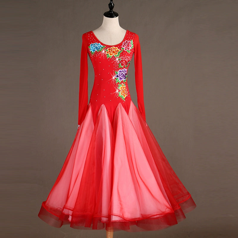 Ballroom Dance Dresses Superior embroidered Millen dress, ballroom Waltz dress - Moderndancedress.com