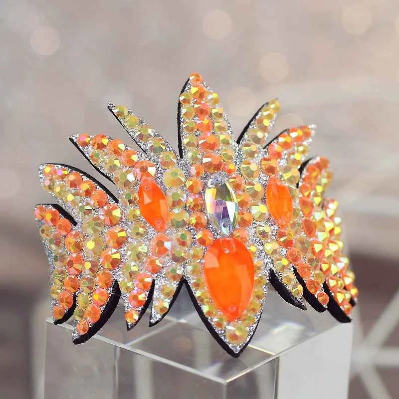 Rhinestone Artistic Gymnastics Diamond Head Piece for Kids Latin Ballroom Figure Skating Competition Ball Head Crown Hair Accessories