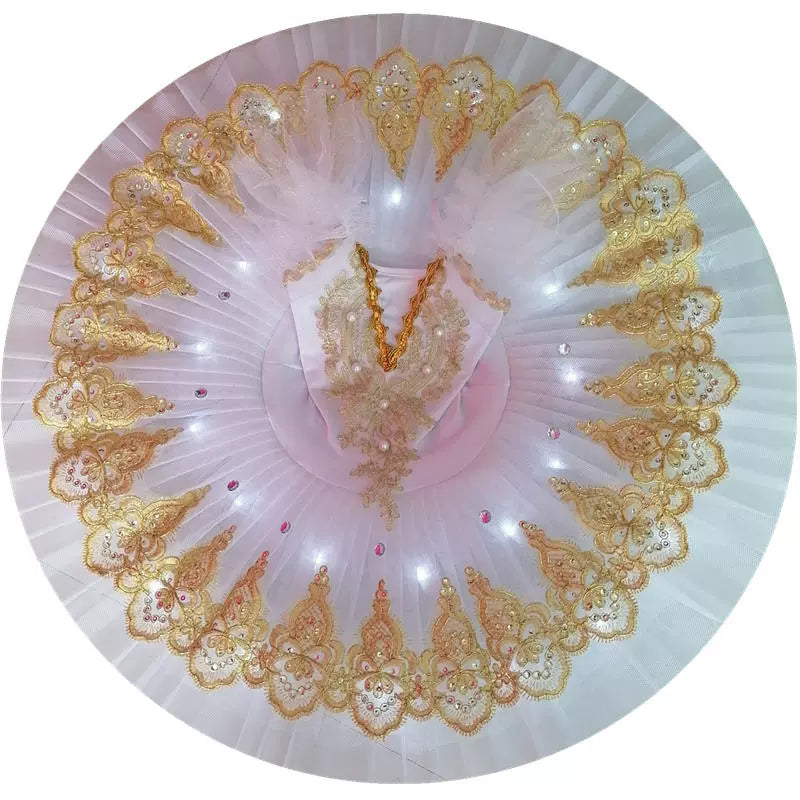Children's LED Light White Tutu Skirt Kids Ballerina Little Swan Lake Ballet Dance Dress Paty Dress up Flat Tutu for Girls - Moderndancedress.com