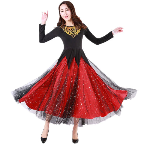 Women's Ballroom Dance Dresses Modern dress Tango Waltz dress - Moderndancedress.com