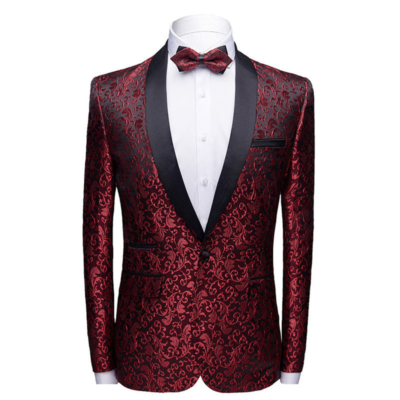 Men's Jazz Dance Costumes Blue Wine Pianist Host Singer Tuxedo Coats Wedding Party Groomsman Blazer