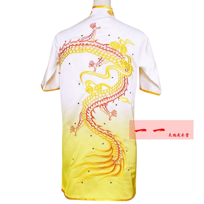 Martial Arts Clothes  Kungfu clothes Short sleeve  Wushu performance clothes Embroidery dragon men women performance Children long boxing Qigong clothes - Moderndancedress.com