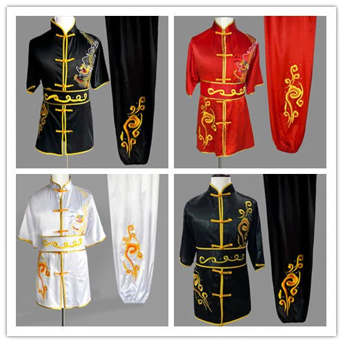 Martial Arts Clothes  Kungfu clothes Short Sleeve Long Quan Nanquan Wushu Dress Dragon Embroidery Competition Performance Costume for Men and Women - Moderndancedress.com