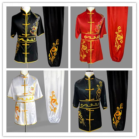 Martial Arts Clothes  Kungfu clothes Short Sleeve Long Quan Nanquan Wushu Dress Dragon Embroidery Competition Performance Costume for Men and Women