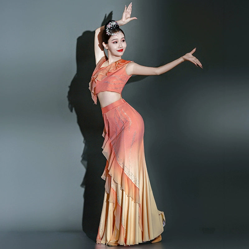 Chinese folk Dai dance costumes for women Thailand style ethnic peacock dance mermaid costumes fishtail skirt art examination clothes - Moderndancedress.com
