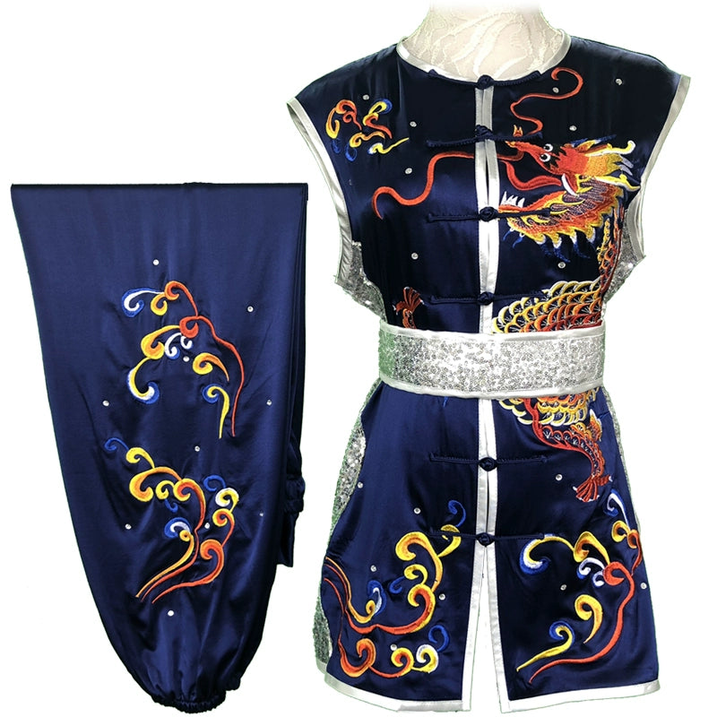 Chinese Martial Arts Clothes Kungfu Clothe Tai Chi Competitive Wushu Competition Performing Colorful Clothes, Embroidery Dragon,