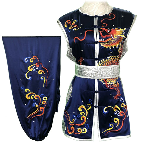 Chinese Martial Arts Clothes Kungfu Clothe Tai Chi Competitive Wushu Competition Performing Colorful Clothes, Embroidery Dragon,