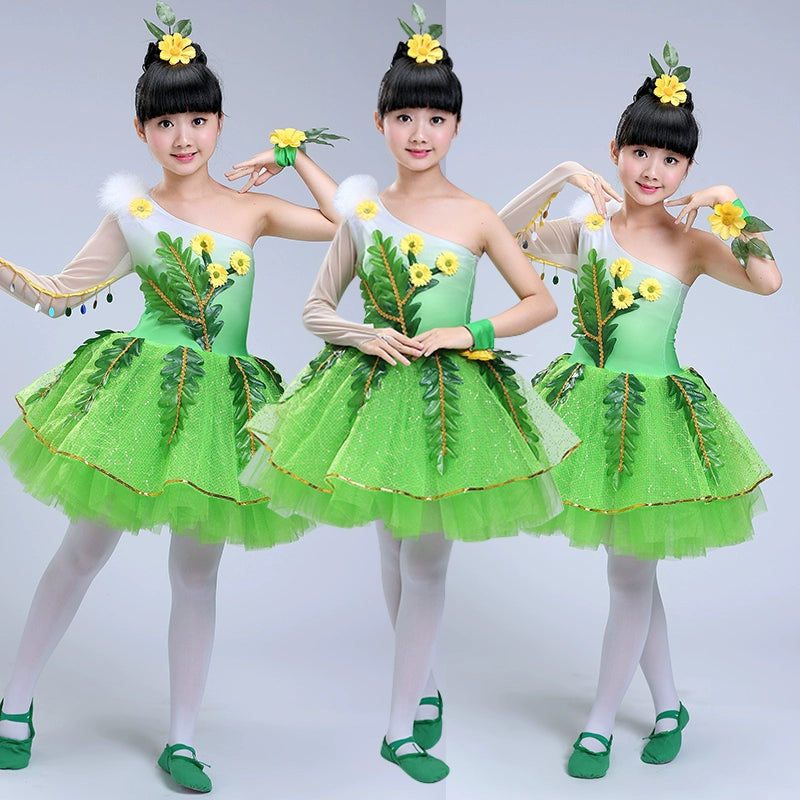 Girls Jazz Dance Costumes Children's green performance clothes environmental protection low carbon children's dance clothes - Moderndancedress.com