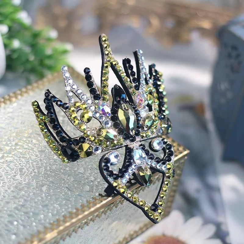 Rhinestone Artistic Gymnastics Figure Skating Crown for Kids Latin Ballroom Competition Performance Headdress