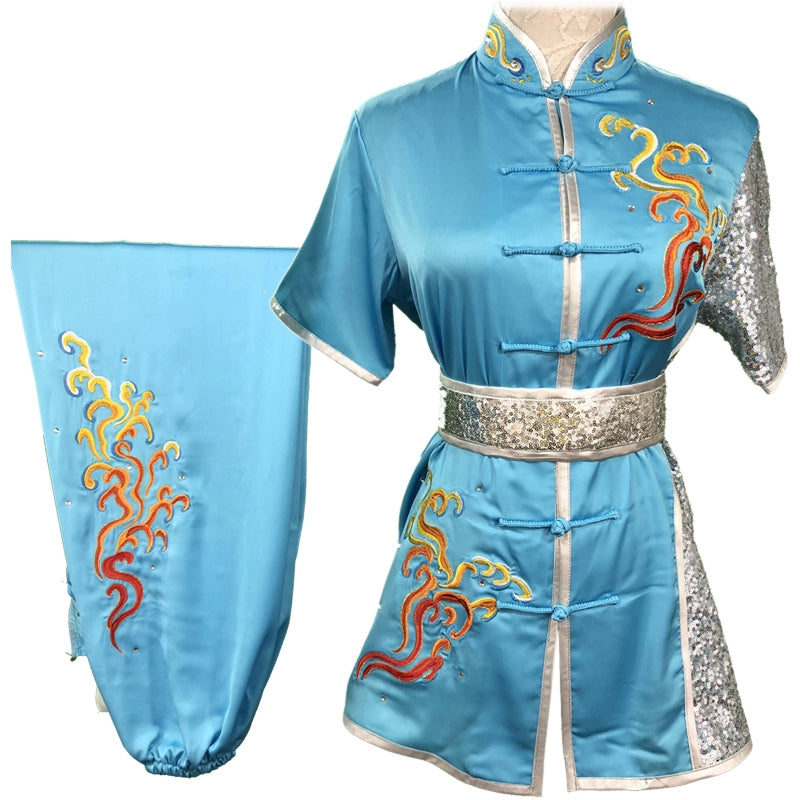 Chinese Martial Arts Clothes Kungfu Clothe Wushu Competition of Hanzi Nanquan Changquan Performing Colorful Clothes, Embroidery Cloud, - Moderndancedress.com