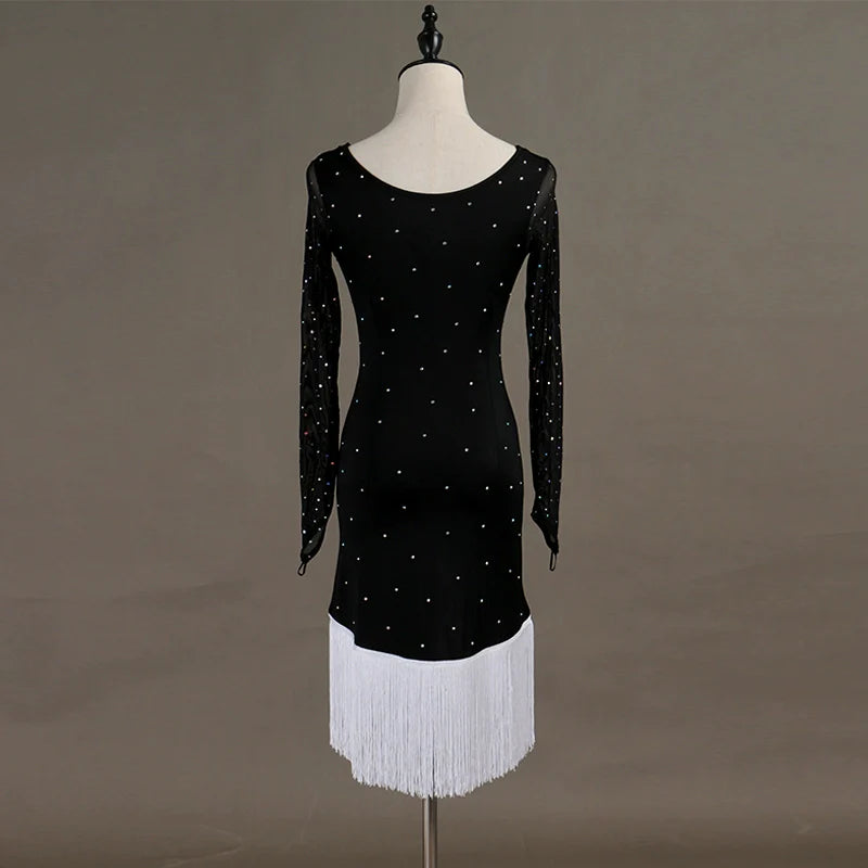Latin Dance Dresses Women's Performance Spandex / Organza Ruching / Crystals / Rhinestones Sleeveless Dress - Moderndancedress.com