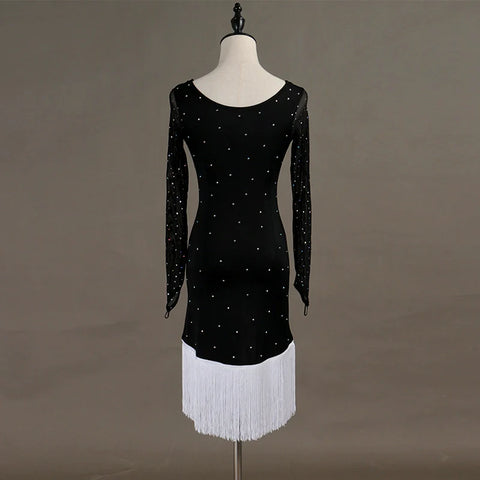 Latin Dance Dresses Women's Performance Spandex / Organza Ruching / Crystals / Rhinestones Sleeveless Dress - Moderndancedress.com